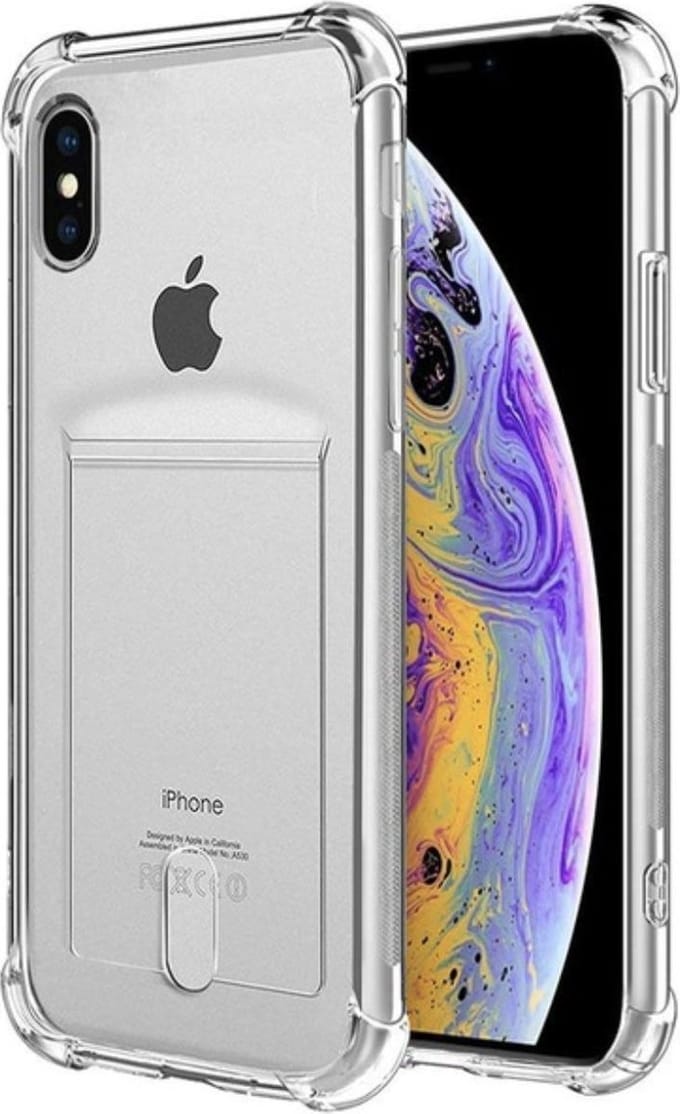 Geschikt voor YPCd® Apple iPhone X - XS Pasjeshouder - Shock Case Transparant