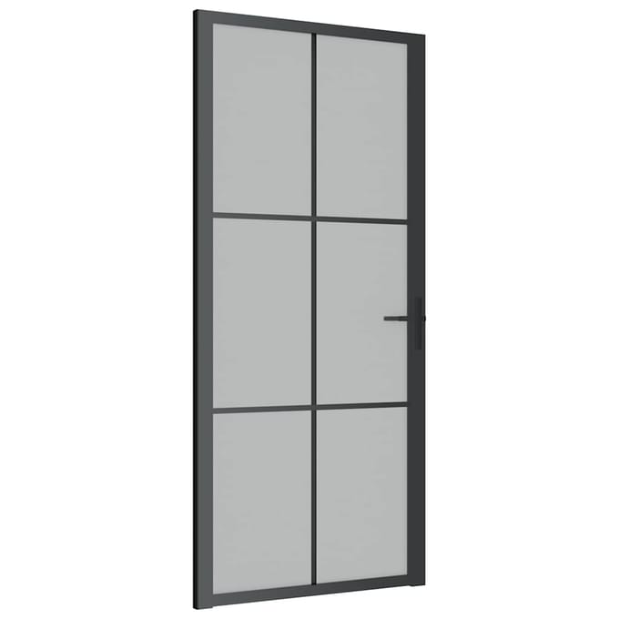 vidaXL - Binnendeur - 93x201,5 - cm - matglas - en - aluminium - zwart