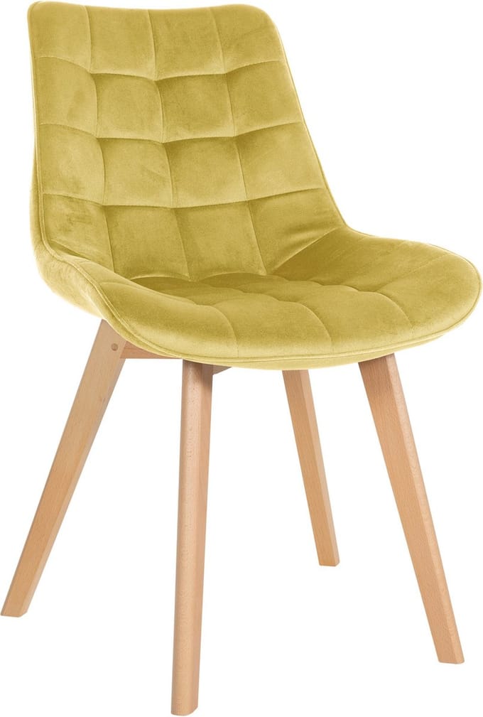 CLP Brook Eetkamerstoel - Hout frame - Fluweel - Velvet - geel