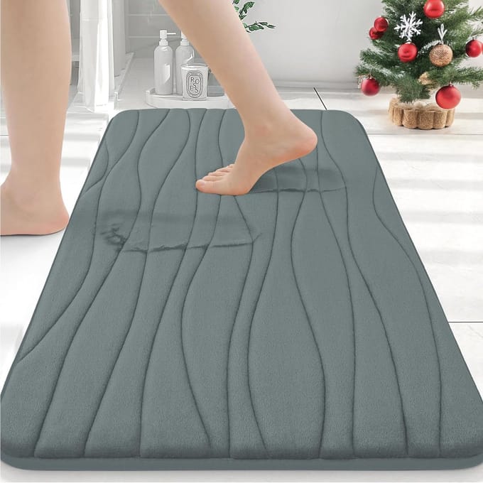 Olanly Badmat - Antislip - Absorberende Badmat - Badkamermat - Douchemat - 61x90 cm - Grijs