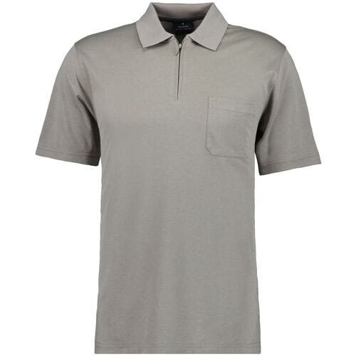 Ragman Uni Easy Care Zipper Poloshirt Pima Cotton Mix Beige / male