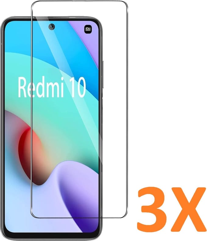 Screenprotector Glas - Tempered Glass Screen Protector Geschikt voor: Xiaomi Redmi 10 & Xiaomi Redmi 10 2022 - 3x