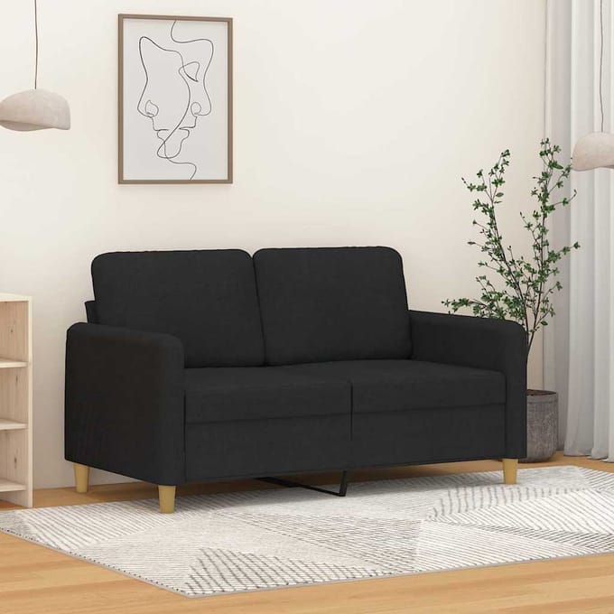 vidaXL - Tweezitsbank - 120 - cm - stof - zwart