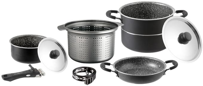 Brunner Pirate Camping Pannenset - Ø 20 - 9 Delig - Stapelbaar - Aluminium - PFOA vrij
