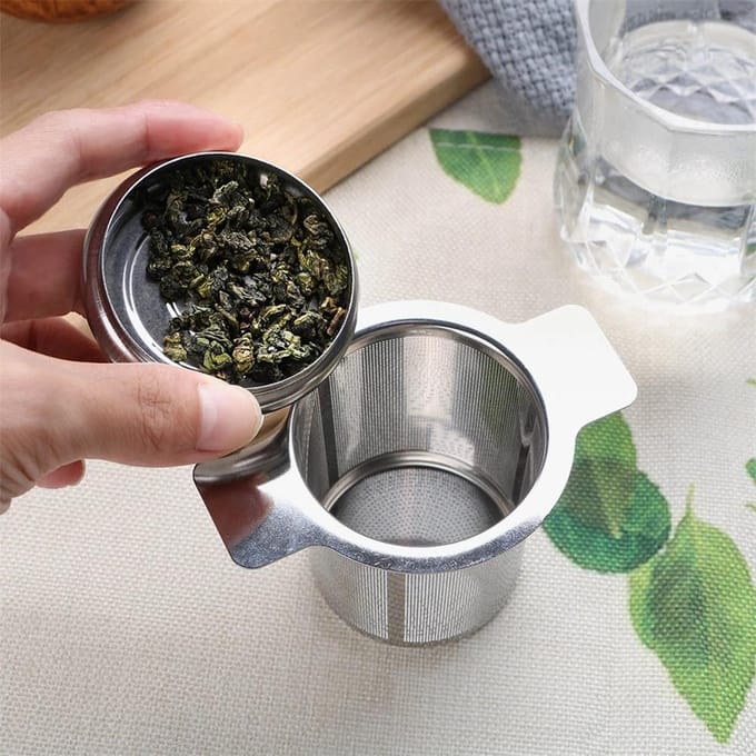 Thee Zeef RVS Thee Infuser Zeef Niet-toxisch Duurzaam met Deksel Thee Filter L(for 6.5-9kg) gray