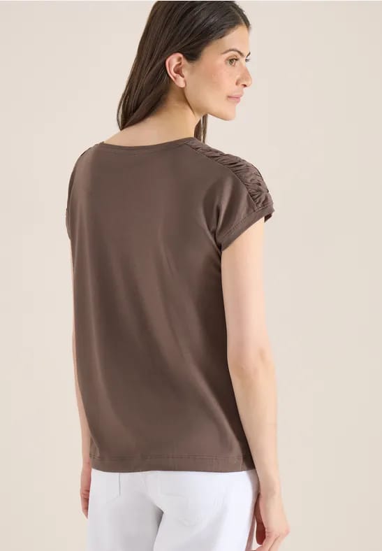 Shirt met korte mouwen en rimpels