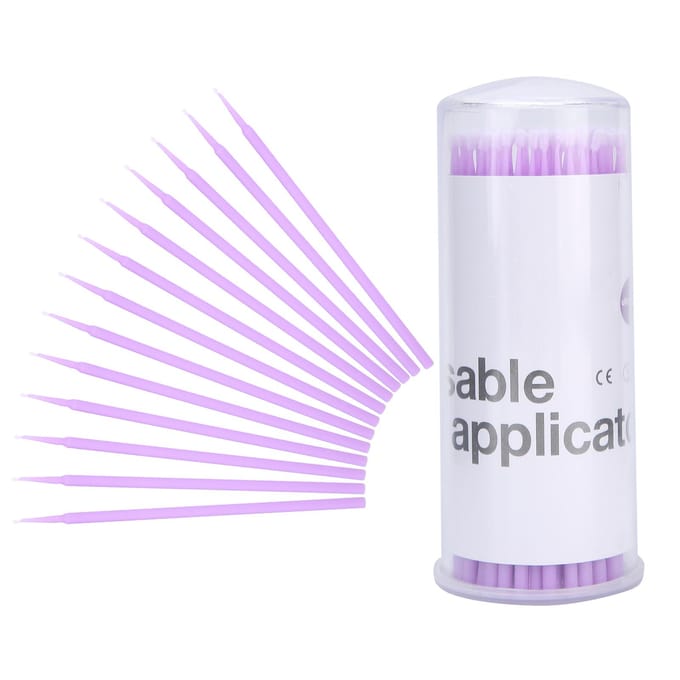Lot de 100 brosses dentaires jetables, micro-applicateurs, accessoires pour dentistes, violet white