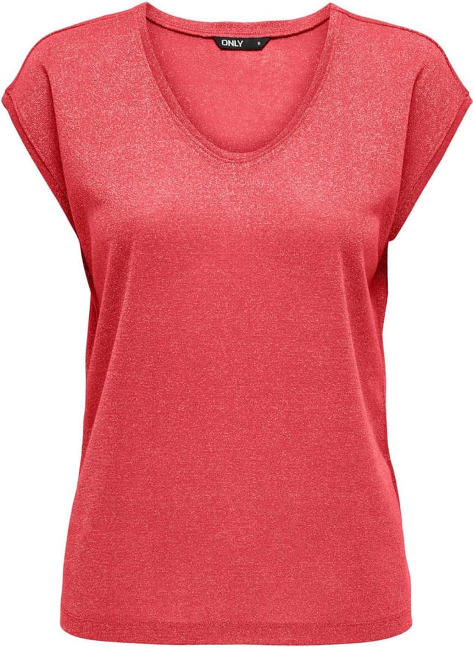 Only Silvery Lurex V-neck Top Dames