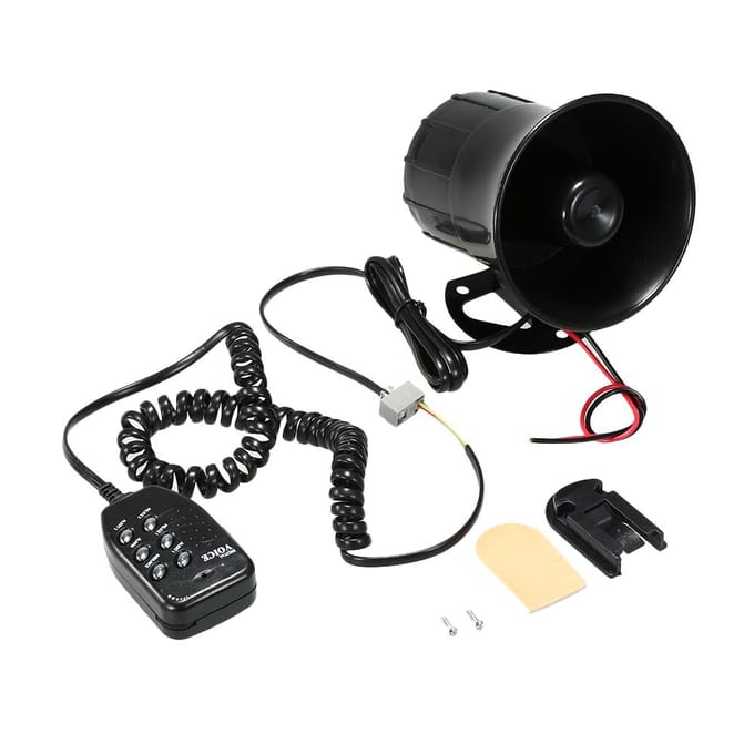 Auto Motorfiets Megafoon 6 Toon Luidspreker Traditionele Toeter Ringelen Brandalarm Loeien zwart