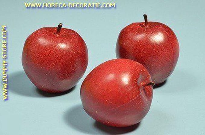 Appels ROOD, groot, 3 stuks (namaak) doorsnede 8 cm