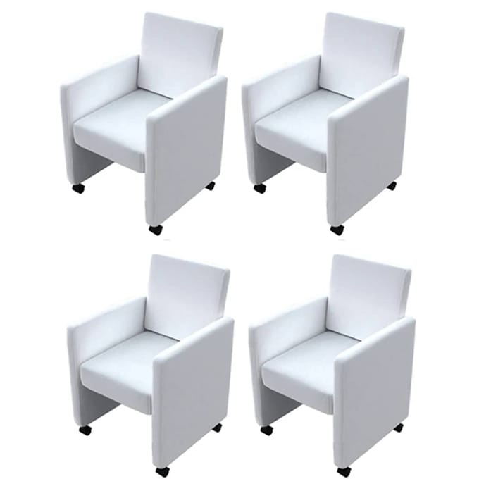 vidaXL - Eetkamerstoelen - 4 - st - kunstleer - wit