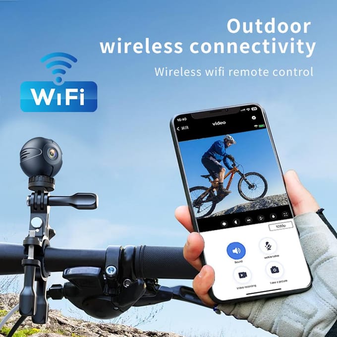 Draagbare Camera WiFi Sport Actie Camera Draadloze Video Recorder Ondersteunt APP Remote Viewing Beweging zwart