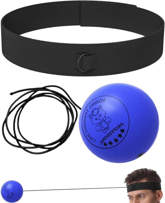 Boksbal Set - Reactiebal Trainingsbal - Hand Oog Training - Verstelbare Hoofdband - 3 Maten Ballen - Blauw Oranje Geel