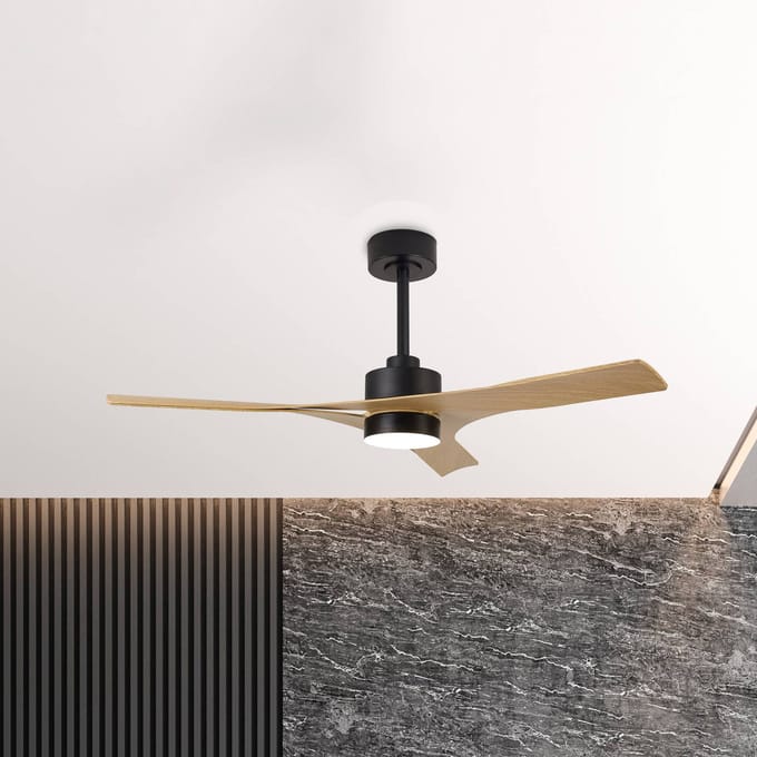 Mantra Iluminación LED plafondventilator Thai hout DC-motor stil Ø 122 cm CCT