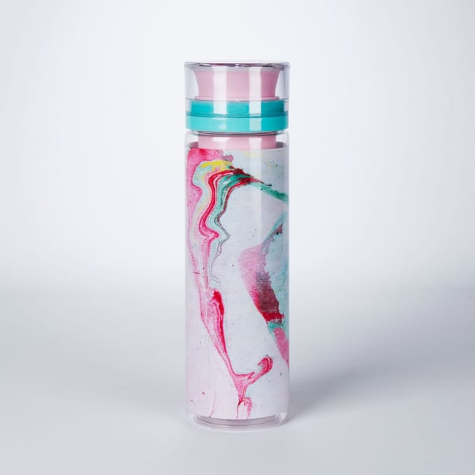 Mustard Marble Waterfles Infuse - Roze