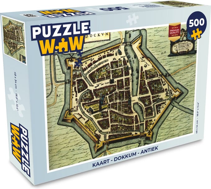 Puzzel Kaart - Dokkum - Antiek - Legpuzzel - Puzzel 500 stukjes