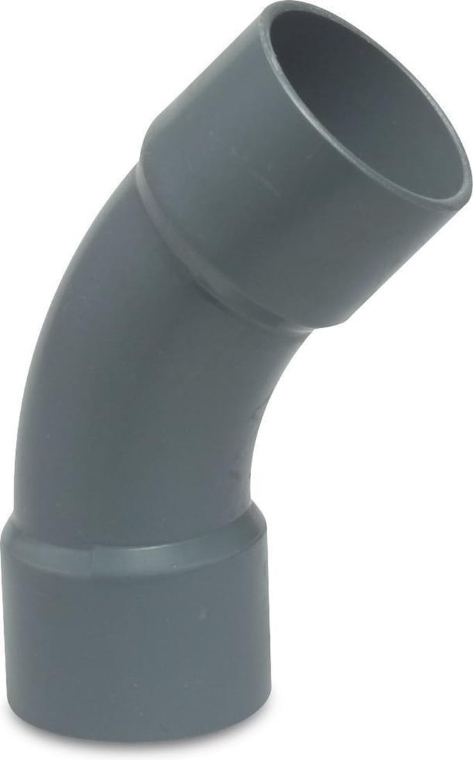 Mega Bocht 45° PVC-U 40 mm lijmmof 10bar grijs type handgevormd