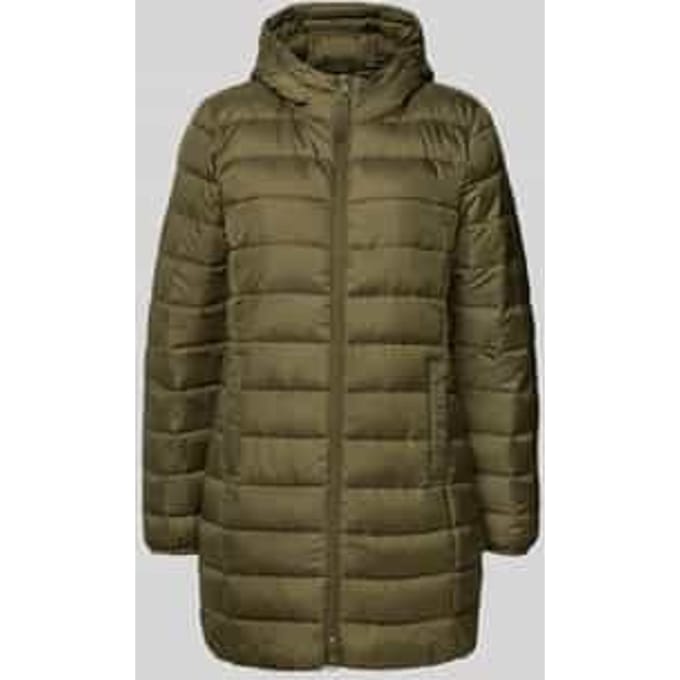 Regular fit gewatteerde lange jas met capuchon