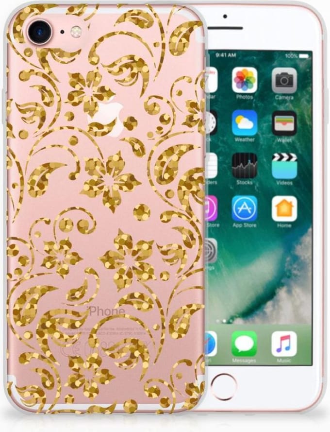 iPhone SE 2022 | SE 2020 | 8 | 7 TPU Case Gouden Bloemen