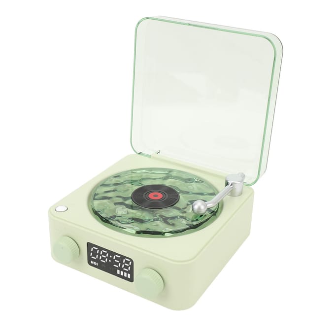 Vintage Platenspeler Bluetooth Speaker 4 Modi Draagbare Draadloze Platenspeler Stereo Luidspreker met groen