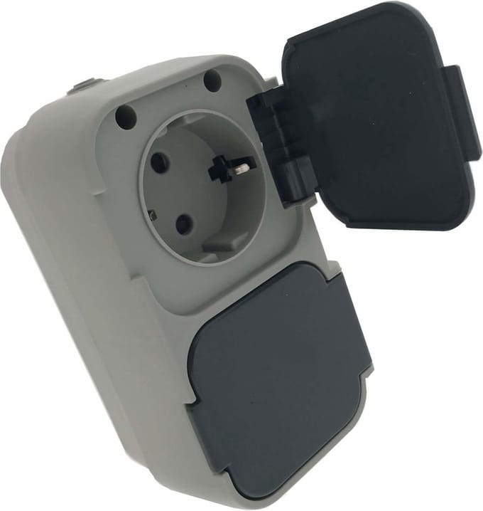Benson Dubbel stopcontact - waterdicht - IP54 - 16A - grijs/antraciet