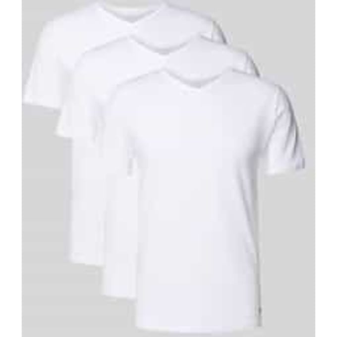 slim fit T-shirt set van katoenmix in set van 3