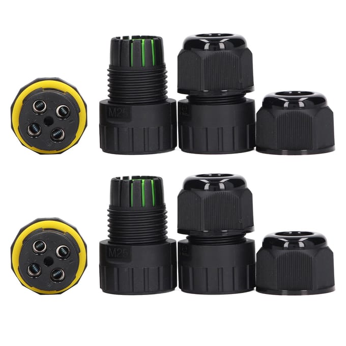 2 STKS Aansluitdoos Connector Tuin M25 4-aderig IP68 Waterdicht 10?14mm Elektrische Stroomkabel