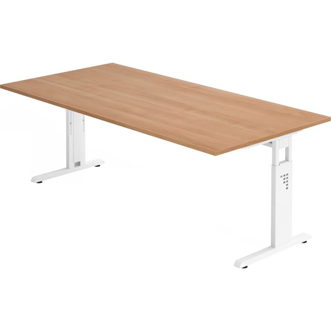 MEGA 2E W | Bureau - 200 x 100 Tafelhoogte I In hoogte verstelbaar Walnoot/Wit