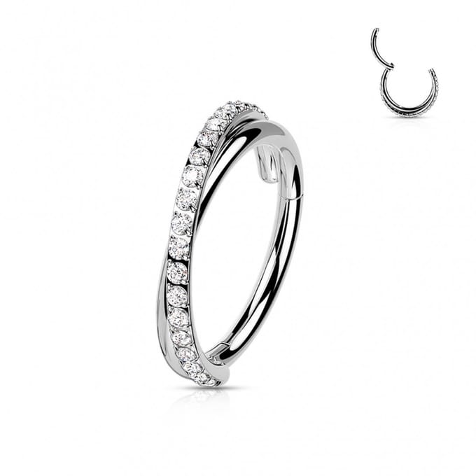 Piercing PVD High Quality clicker crossed 1.2x8 - zilver - LMPiercings