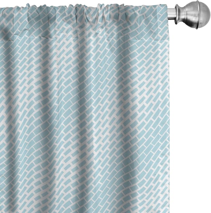 ABAKUHAUS Microfiber Gordijnen – 2x75x175 cm – Halfdonker, Lichtblauw/Wit