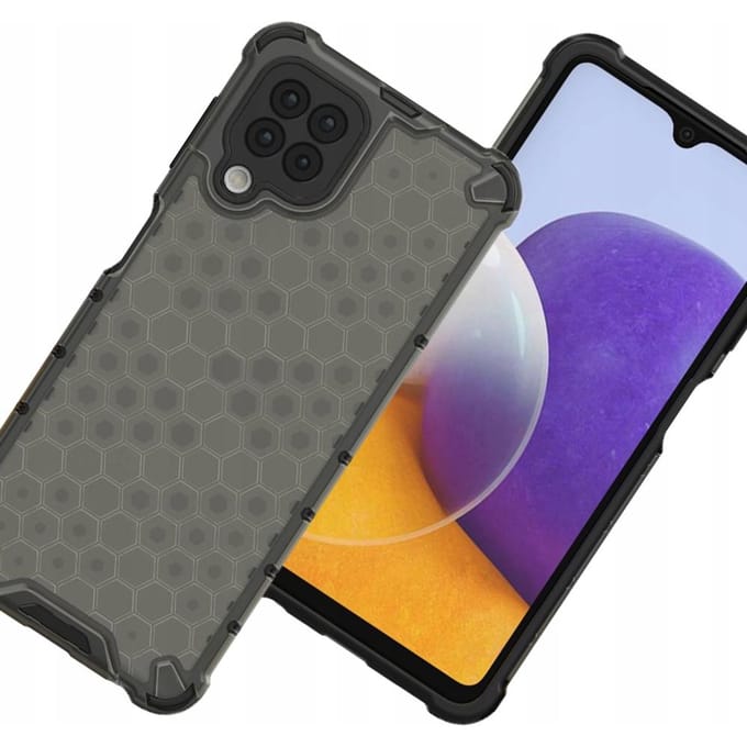Étui nid d'abeille blindé avec cadre en gel Samsung Galaxy A22 4G noir