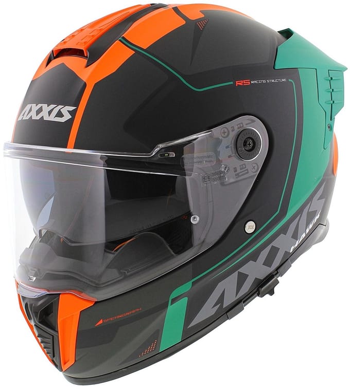 Axxis Hawk SV Evo Integraal helm Spear B4 mat zwart groen oranje