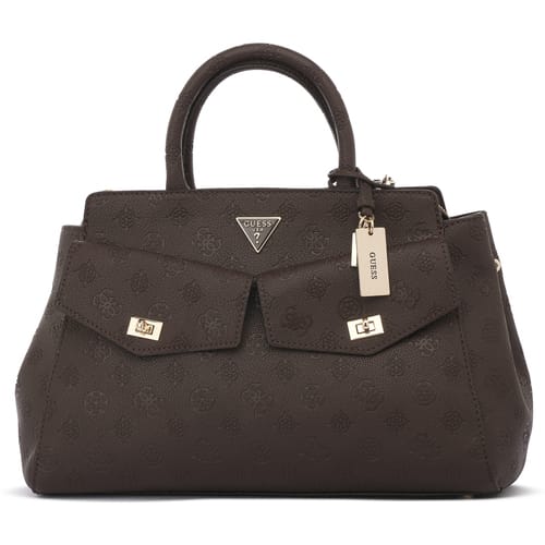 GUESS handtas schoudertas Blake Girlfriend Satchel Brown Logo donkerbruin