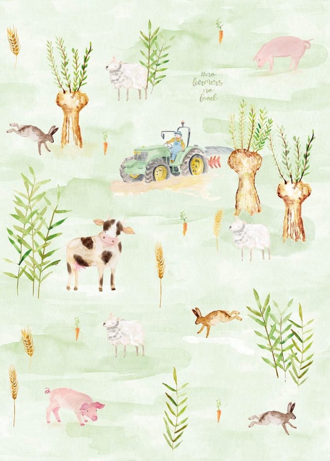 INGK - Kate & Andy - Behang - Farm (green)
