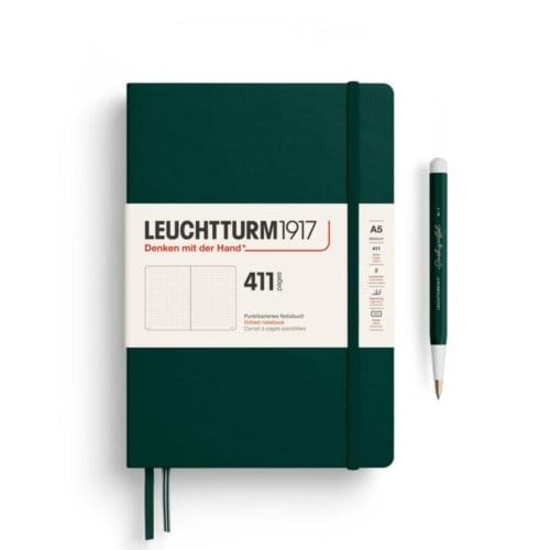 Leuchtturm1917 411 notitieboekje, hardcover, medium a5, dotted, bos groen