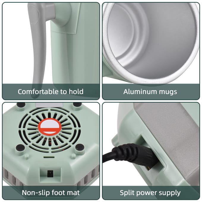 Refroidisseur de boissons en aluminium et chauffe-tasse avec poignée pour bureau, bouteille électrique Portable de 15oz EU plug vert