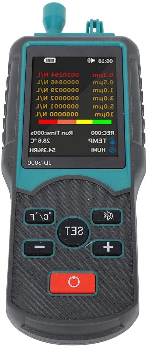 Stofdeeltjes Teller - Luchtkwaliteit Meter - Binnenlucht Testen - Twee Meetmodi - 0.3-10 μm - Zwart