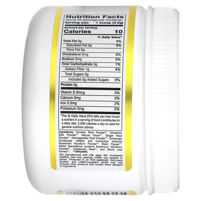 California Gold Nutrition, Superaliments, GoldenCeps, Curcuma Bio avec Adaptogènes, 4 oz (114 g)