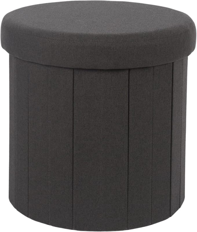 Home Deco Factory Poef/hocker opvouwbaar - latten design - opbergbox - zwart - polyester/mdf - 38 x 38 cm