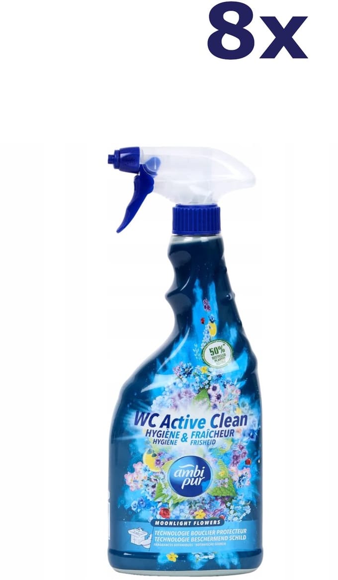 8x Ambi pur Wc spray - 750ml - active clean moonlight flowers