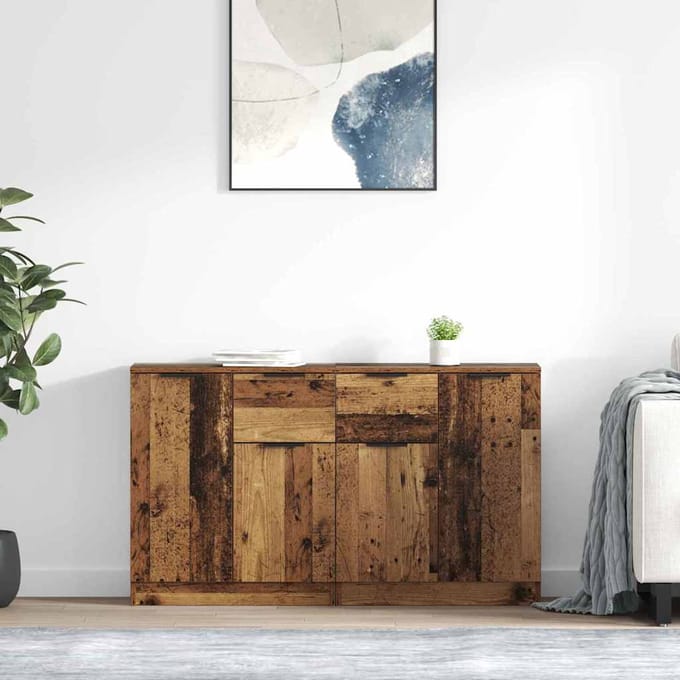 vidaXL Dressoirs 2 st Oud Hout 60 x 30 x 70 cm Bewerkt hout