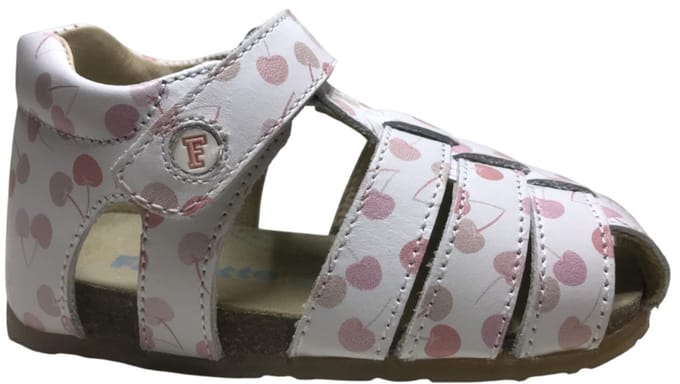 Falcotto - Alby - Mt 20 - velcro lederen sandalen- Kersen - wit/roze