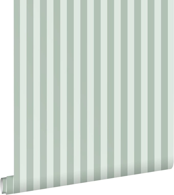 ESTAhome behang strepen vergrijsd groen - 53 cm x 10.05 m - 130953