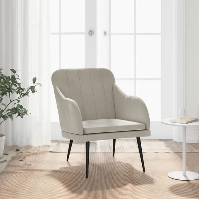vidaXL Fauteuil 63x76x80 cm fluweel lichtgrijs