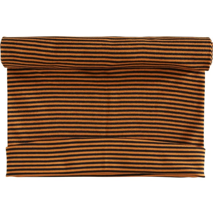 Manchet stof 1x1 rib "Stripe 3 mm" - Oranje-Zwart