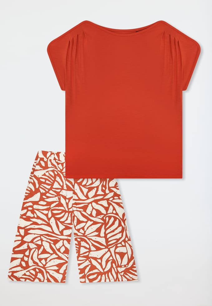 Pyjama 3/4 lang, terracotta - Selected Premium 48