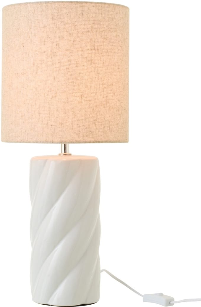 J-Line tafellamp Werveling - keramiek - wit/naturel - large