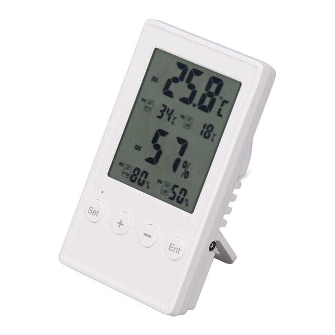 Luchtvochtigheids- en Temperatuurmonitor Multifunctionele Digitale Hygrometer Thermometer met Sonde voor Thuis gray