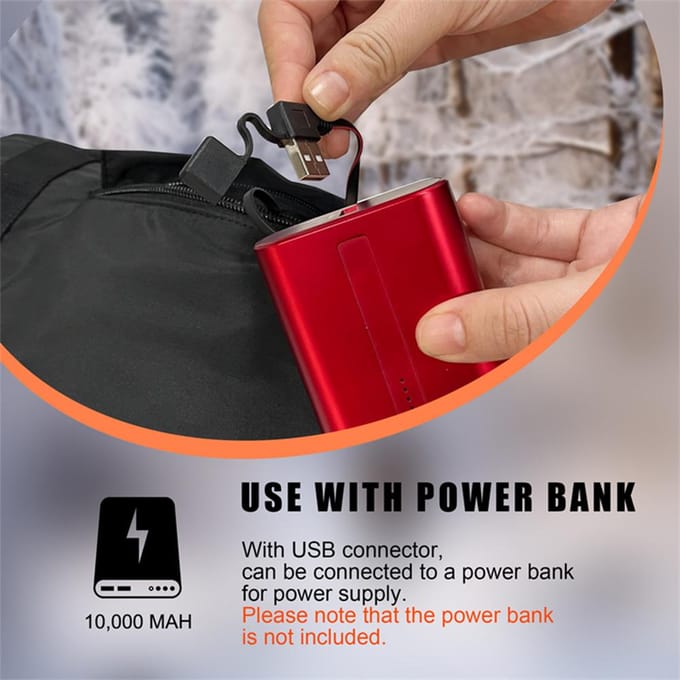 Outdoor temperatuur verstelbare verwarmde handmof USB oplaadbare handwarmer voor ijsvissen kamperen zwart