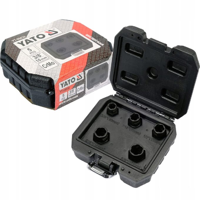 Yato Schroefverwijderaar Set 5 Delig 3/8" - Voor Vastzittende Schroeven